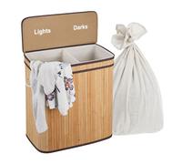 Relaxdays Panier à linge bambou, 2 compartiments