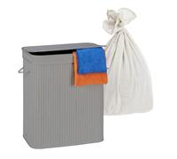 Relaxdays Panier à linge bambou, 2 compartiments