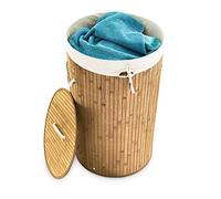 Relaxdays Panier à linge rond en bambou
