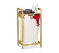 Relaxdays, nature Panier bambou, sac 30 L amovible portable, surface de rangement, coffre à linge, polyester, 1 élément
