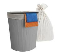 Relaxdays Panier à Linge d'angle en Bambou Pliable, 80 L, Couvercle, Gris, 60 x 36 x 36 cm