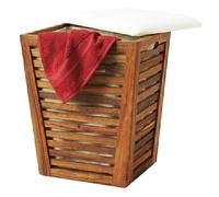 Relaxdays Panier à linge en acacia avec siège