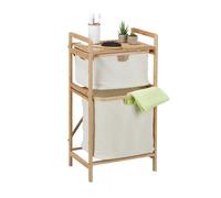 Relaxdays Panier à Linge, Structure Bambou, trieur 2 panières, HLP : 85x44x33 cm, étagère Salle de Bain, Nature-Beige