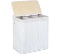 relaxdays Panier à linge en bambou 3 compartiments