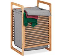 relaxdays Panier à linge en bambou avec couvercle