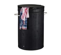 relaxdays Panier à linge en bambou avec couvercle rabattable