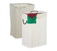 relaxdays Panier à linge en bambou rectangulaire