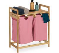 relaxdays Panier à linge Étagère en bambou