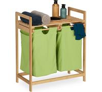 relaxdays Panier à linge Étagère en bambou