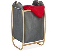 relaxdays Panier à linge gris avec cadre en bambou