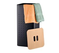 Relaxdays panier à linge perforé avec couvercle métal 70 l noir/naturel H x l x P: 69 x 31 5 x 31 5 cm