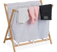relaxdays Panier à linge pliable avec 3 compartiments