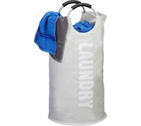 Sac à linge pliable avec anse 60 litres panier rond corbeille linge sale pliant H x D: 70 x 38 cm, blanc