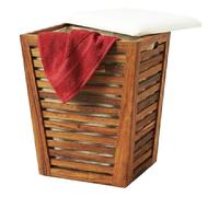Relaxdays Panier à linge en acacia avec siège