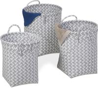 relaxdays Panier à linge tressé Set de 3 pièces
