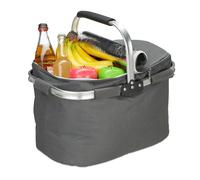 Relaxdays Panier achat fonction rafraichissante, pliable, couvercle, anse, 27l, polyester et alu, diverses couleurs