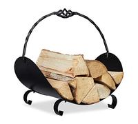 Relaxdays Panier Bois de cheminée, métallique, pour bûches avec Anse, HlP: 42,5 x 43,5 x 30 cm; intérieur, Panier bûches
