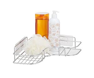 Relaxdays Panier d’Angle pour la Douche, à Coller, Acier Inoxydable, Support à savons, HxLxP : 7x26,5x26,5 cm, argenté