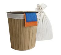 Relaxdays Panier à Linge d'angle en Bambou Pliable avec Couvercle, 80 l, 60x36x36 cm, Naturel