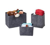 Relaxdays Panier de Rangement, 3 pièces de Dimensions différentes, Pliable,pour Armoire et tiroir, Gris