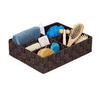 Relaxdays Panier de rangement, 5 compartiments, carré, tressé, plastique PP, rangement, corbeille de stockage, marron