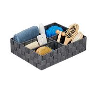 Relaxdays Panier de Rangement, 5 Compartiments, carré, tressé, Plastique PP, Rangement, Corbeille de Stockage, Gris