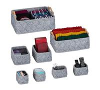 Relaxdays Panier de Rangement, 8 pièces, 4 Tailles différentes, boîte en Feutre, pour l’Armoire, Gris Clair