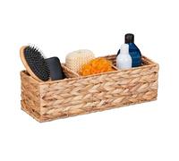 Relaxdays Panier de Rangement à 3 Compartiments, en eichhornia, HLP : 13 x 42,5 x 15 cm, pour la Salle de Bain, Nature