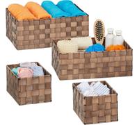 relaxdays Panier de rangement aspect tressé, set de 4 pièces