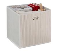 Relaxdays Panier de rangement bambou, corbeille de salle de bain carrée, boîte haute, 31 x 31 x 31 cm, pliable, blanc