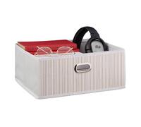 Relaxdays Panier de rangement en bambou, corbeille de salle de bain carrée, plate, 14 x 31 x 31 cm, pliante, blanc