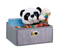 Relaxdays Panier de Rangement en Bambou, Corbeille de Salle de Bain carrée, Plate, 14 x 31 x 31 cm, Pliante, Gris