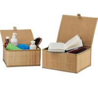relaxdays Panier de rangement en bambou, set de 2 pièces