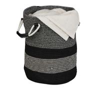 Relaxdays Panier de Rangement, Coton, HxLxP : 40x43x33 cm, Corbeille à Linge Pliable, poignées, bohème, Anthracite/Noir