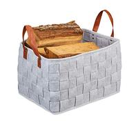 relaxdays Panier de Rangement Feutre, Pliable, boîte pour Rangement avec anses, HxlxP 26 x 40 x 30 cm, Gris Clair