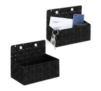 Relaxdays Panier de rangement, lot de 2, noir | H x L x P : env. 20 x 25 x 16,5 cm, pour la salle de bain ou l'entrée