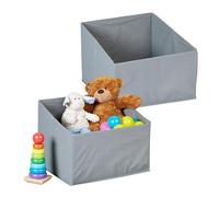 Relaxdays Panier de Rangement, Lot de 2, Pliable, Design Pratique, H x L x P : 22-30 x 37 x 34 cm, Gris