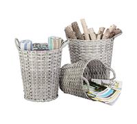 Relaxdays Panier de rangement lot de 3 corbeilles rondes avec poignées, gris