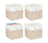 Relaxdays Panier de Rangement, Lot de 4, pour Ranger Les Jouer ou Les vêtements, 30 x 30 x 30 cm, Beige et Banc