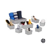Relaxdays Panier de Rangement lot de 8 corbeille salle de bain tressée plastique empilable, blanc gris