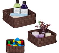 relaxdays Panier de rangement marron, lot de 3