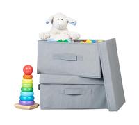 Relaxdays Panier de Rangement, Pliable, lot Pratique de 2, avec Couvercle, H x L x P : 17 x 23 x 33 cm, Gris