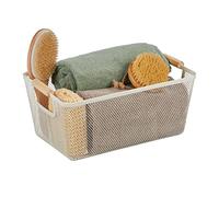 Relaxdays Panier rectangulaire avec poignées bois