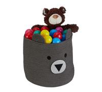 Relaxdays Panier de Rangement pour Enfants, en Coton, Motif Ours, env. 32 x 34 cm, Chambre d'enfant, Gris
