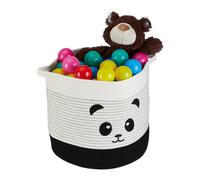Relaxdays Panier de Rangement pour Enfants, en Coton, Motif Panda, env. 32 x 34 cm, Chambre d'enfant, Noir/Blanc