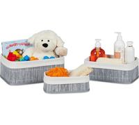 relaxdays Panier de rangement salle de bain set de 3 pièces