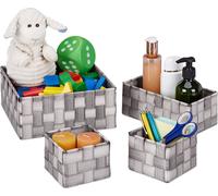relaxdays Panier de rangement, set de 4 pièces tressées