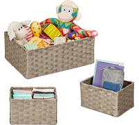 relaxdays Panier de rangement tressé, jeu de 3 pièces