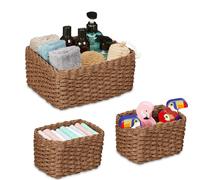 relaxdays Panier de rangement tressé, jeu de 3 pièces