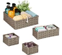 relaxdays Panier de rangement tressé, jeu de 4 pièces